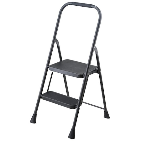 Simple Spaces Folding Type 3 Step Stool, 3812 in H, 2Step, 225 lb, 518 in D Step, Steel, Black HB2-2H