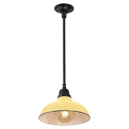 Jonathan Y Jasper 12.25" 1-Light Farmhouse Industrial Indoor/Outdoor Iron LED Pendant, Matte Yellow JYL7611H