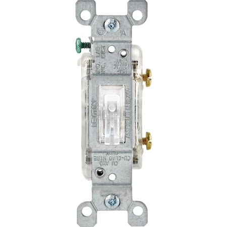 Leviton Residential Grade 15A Illuminated Toggle Single Pole Switch Clear R00-L1461-00C
