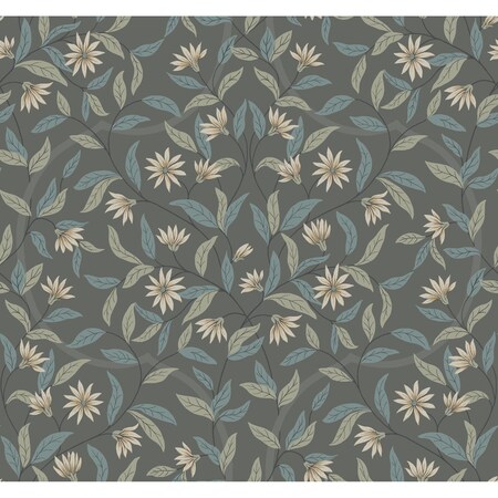 York Wallcoverings Jasmine Charcoal Wallpaper GO8256