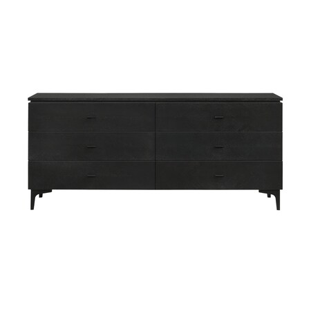 Homeroots 63" Black Six Drawer Double Dresser 518622