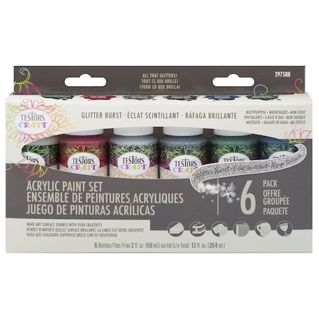 Testors Craft Paint Set, Assorted, 2 oz, Bottle, 6PK 297588