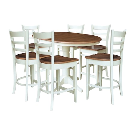 Whitewood Industries Rectangular Extension Dining Table W/ 6 Counter Height Stools, 36 in W, 30.1 in L, 48 in H, 5 K79-36RXT-27-S6172-6