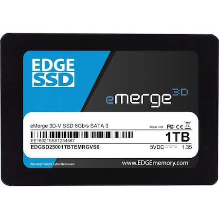 Edge Memory EDGE eMerge 3D-V 1 TB Solid State Drive - 2.5" Internal - SATA (SATA/600) - TAA Compliant PE252328