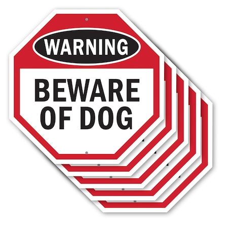 Signmission Warning Beware of Dog, 10 inch X 10 inch, Aluminum Metal Signs, 5PK OC-A-5Pack-10-49