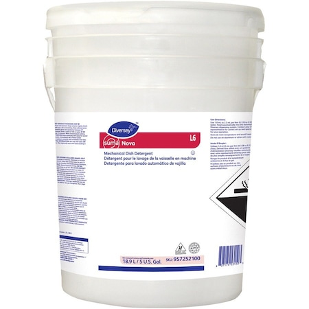 Diversey Dishwasher Detergent, Bucket, 5 gal, Liquid 957252100