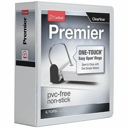 Cardinal EasyOpen Clearvue Slant DRing Binders, White CRD10340CB