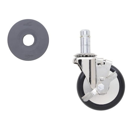 Super Erecta Swivel Brake Caster, 4" Dia., Rubber 4LDB