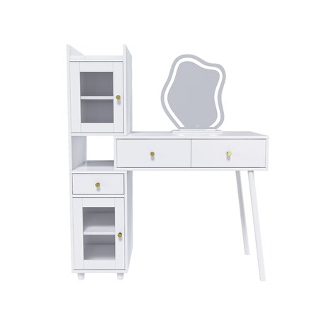 Homeroots 39" White Wood Lighted Mirrored Dresser 691732