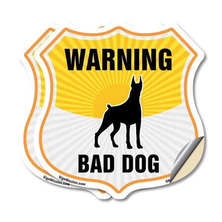 Signmission Beware Of Dog Shield Sign Warning Bad Do, 18 inch X 18 inch, Vinyl Decal, 2PK SHI-D-2PACK-18-361