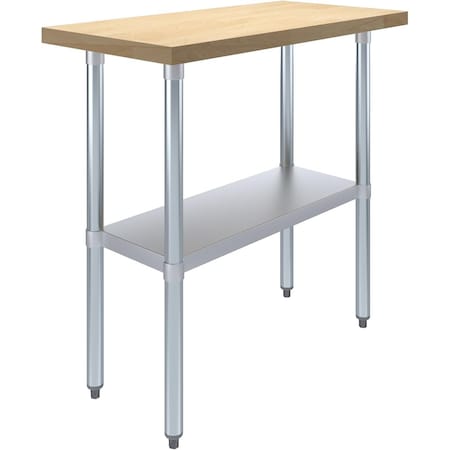 Amgood 18 in. x 36 in. Maple Wood Top Work Table with Adjustable Undershelf MWWT-1836-Z