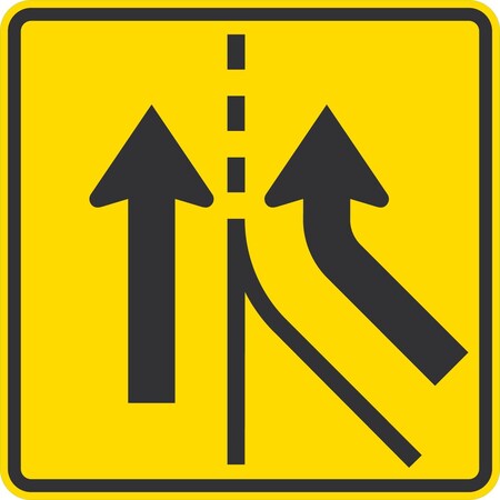 Lyle Entering Roadway Added Lane Right, 30x30, High Intensity Prismatic, Yellow G-15331-HI_30x30