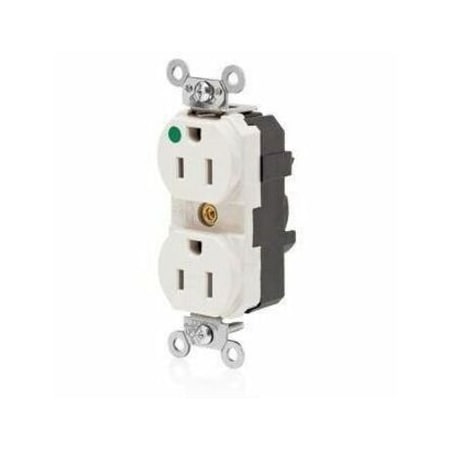 Leviton Lev-Lok Hospital Grade Duplex Receptacle, 15 Amp, 125 Volt M8200-ILT