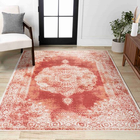 Jonathan Y Rosalia Cottage Medallion Peach/Ivory 4 ft. x 6 ft. Area Rug MDP403F-4