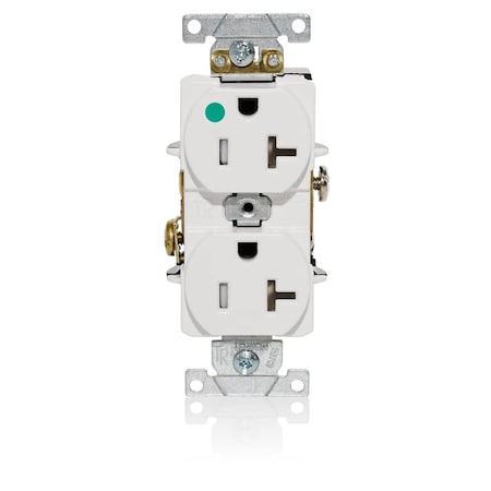 Leviton 20 Amp, 125 Volt, Duplex Receptacle Outlet, Tamper-Resistant, Heavy-Duty Hospital Grade T8300-W