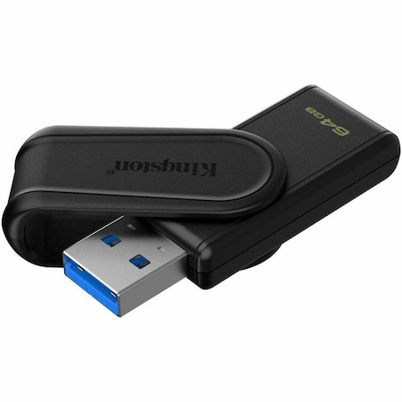 Kingston 64GB Portable USB 3.2 Gen 1 DataTraveler Exodia S (Black/Black) DTXS/64GB