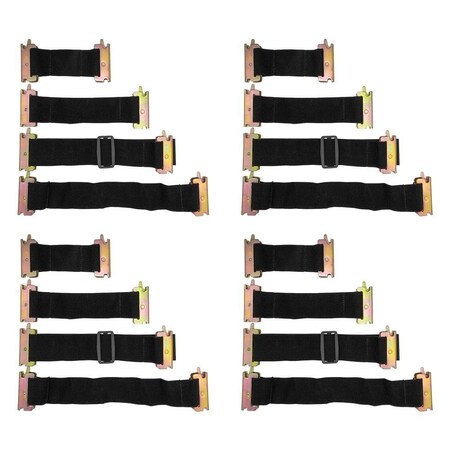 Mytee Products 16Pcs E-Track Bungee Tie-Down Straps 2in Black Bungee Straps E-Track Accessories, 4PK ETK-BUNGEE-STD2x4