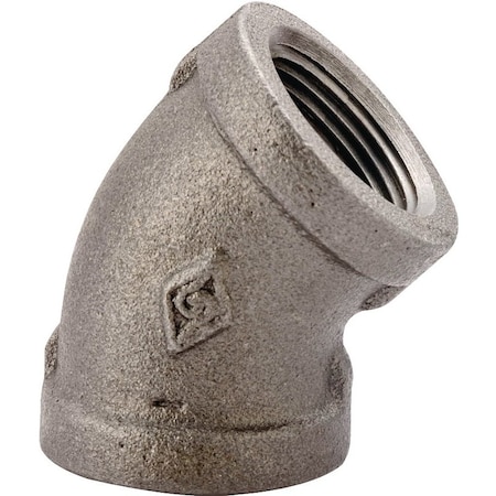 Prosource Pipe Elbow, 114 in, FIP, 45 deg Angle, Malleable Iron, SCH 40 Schedule, 300 psi Pressure 4-1-1/4B
