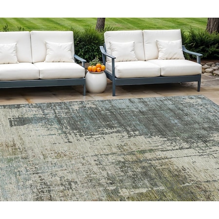 Homeroots 9' X 12' Sage Beige And Brown Abstract Washable Indoor Outdoor Area Rug 587324