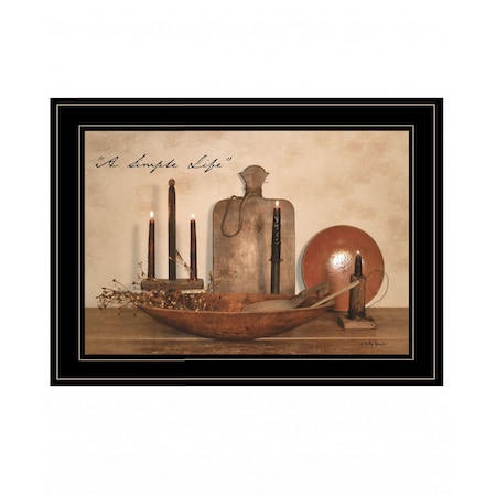 Homeroots A Simple Life 3 Black Framed Print Wall Art 407525