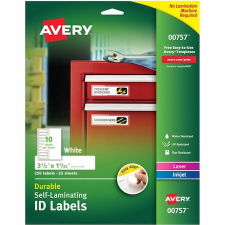 Avery Label, Self-Laminate, 1X3.5 10PK AVE00757