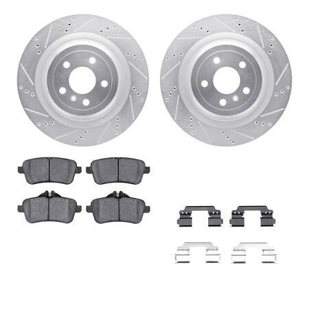 Dynamic Friction Co DFC Rotors-Drilled & Slotted-Silver w/ EURO 5000 Ceramic Brake Pads Incl Hdw 7612-63090