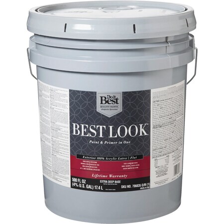 Do It Best 100% Acrylic Latex Premium Paint & Primer In One Flat Exterior House Paint Exra Deep Base 5 Gal. HW35W0803-20