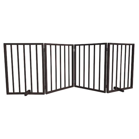 Amerihome 72 inch Freestanding 4-Panel Folding Wood Pet Gate - Brown WFPGB4