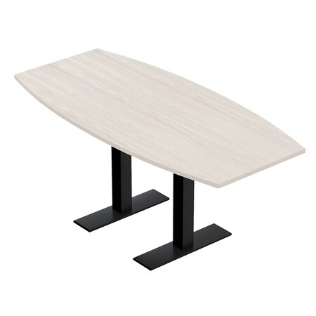 Skutchi Designs 6 Person Conference Table With Power Unit | 6' Boat Table | Harmony Series HAR-BOT-36X72-T.BK-K458-NA