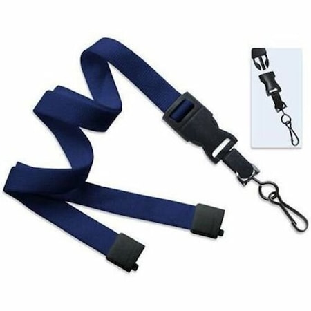 Brady LANYARD STANDARD, NAVY, 5/8in 16MM OPTIWEAVE, WITH DTACH SWIVEL HOOK ATTACHMENT, BREAK-AWAY ONLY 2135-4647
