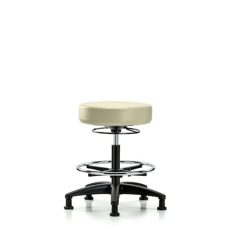 Blue Ridge Ergonomics Vin Stool without Back-Med Bench Ht with Chr Foot RingandStat Glides in Adobe White Trailblazer Vin BR-VMBSO-RG-CF-RG-8501