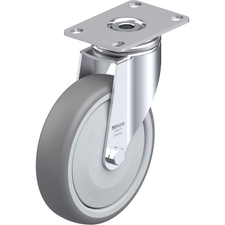 Blickle Swivel Plate Caster, TPR, 5", 265 lb., Caster Load Rating Range: Light-Duty LKPA-TPA 126KF-12