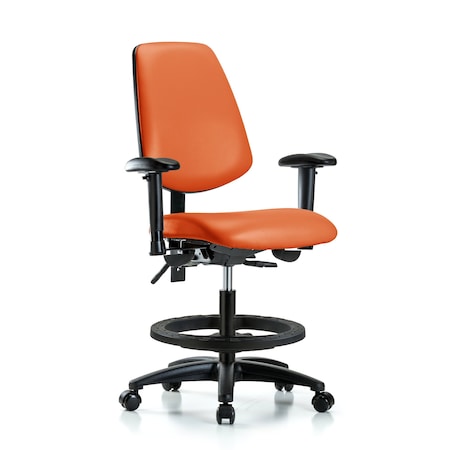 Blue Ridge Ergonomics Medium Bench Chair Adjustable Arms, 22" to 29" Height, Vinyl, Orange Kist BR-VMBCH-MB-RG-T1-A1-BF-RC-8613