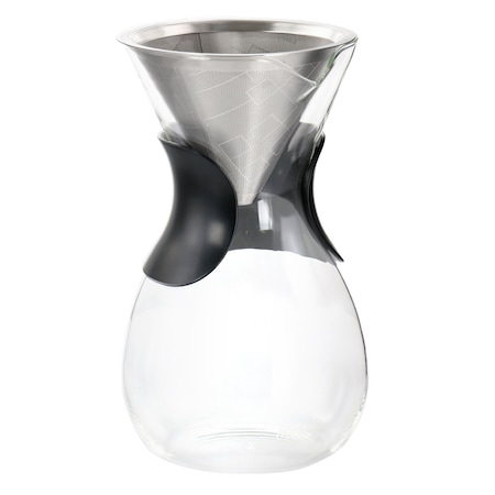 Mr. Coffee Verduzco 1 Liter Clear Glass Pour Over Coffee Maker with Fine Mesh Filter 136626.01