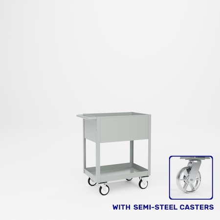 Pucel Welded Box Service Cart, 18in W x 28in D x 37in H, 12in Deep Box, Semi-Steel Casters, Light Blue TSC-1828-12S