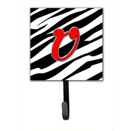 Carolines Treasures Letter U Initial Monogram - Zebra Red Leash Holder Or Key Hook CJ1024-USH4