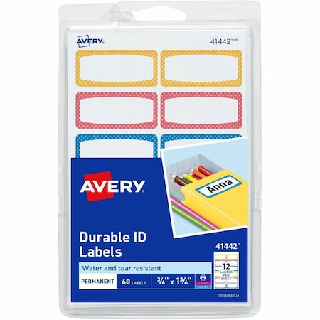 Avery Multipurpose Label, 1 3/4in Label W, 3/4in Label H, Assorted 41442