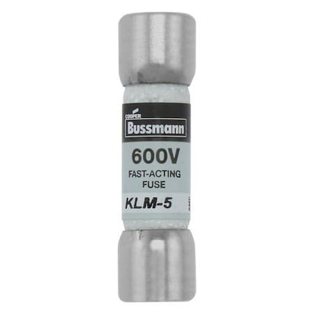 Eaton Bussmann fuse, 5 A, Non-indicating, Ferrule end x ferrule end, 50 kAIC at 600 Vdc, 10PK KLM-5