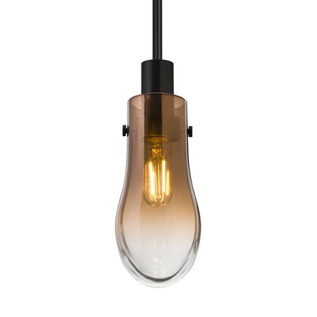 Besa Lighting Wish Cord Pendant, Amber/Clear, Black Finish, 1x3W LED Edison 1JT-WISHAM-EDIL-BK