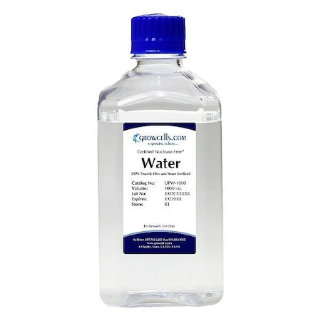 Growcells Nuclease Free Water, Clear, Bottle, 1 L, PK6 UPW-1000