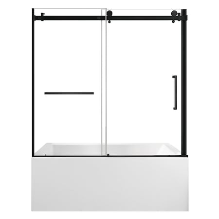 Kingston Brass 60" Acrylic Alcove Left-Hand Drain Tub with Right Sliding Tub Door, White/Matte Black KVTAP6032L220