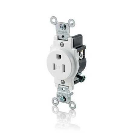 Leviton Commercial Grade Tamper-Resistant Single Receptacle, 15 Amp, 125 Volt T5015-W