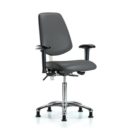 Blue Ridge Ergonomics Vinyl Clean Room Chair, Adjustable Arms BR-NCR-VMBCH-MB-CR-T0-A1-NF-RG-8823