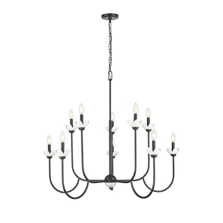 Z-Lite Allistair 10-Light Chandelier, 42 in W, Matte Black 352-10MB