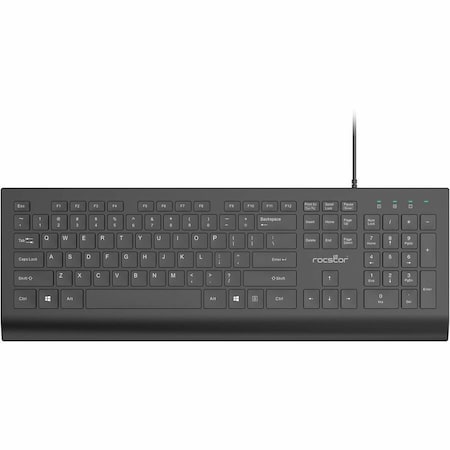 Rocstor PREMIUM K10 WIRED KEYBOARD - 104 KEY FUNCTION - CABLE CONNECTIVITY - USB TYPE A Y10P023-B1