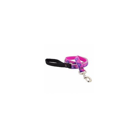 Lupine Dog Leash, Reflective Pink Paws Pattern, 1-In. x 6-Ft. 48559