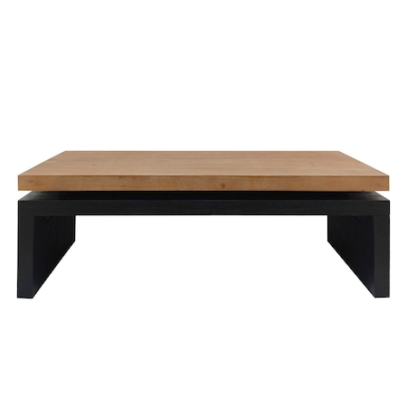 Homeroots 48" Natural and Black Wood Floating Frame Coffee Table 694838