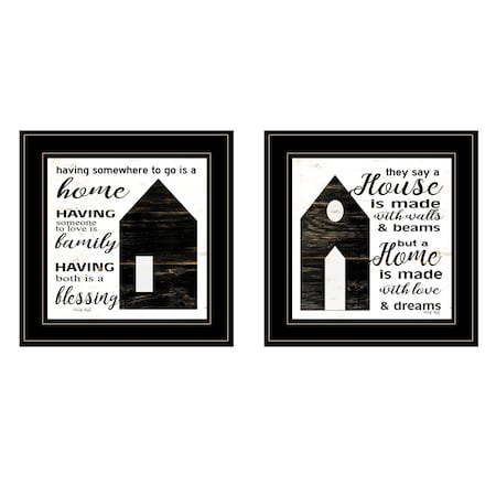 Set Of Two House or Blessing Black Framed Print Wall Art, 2PK