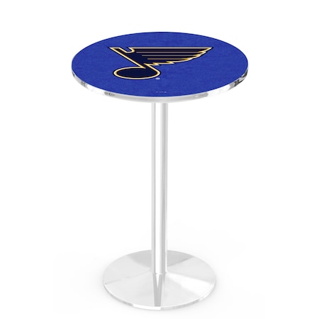 Holland Bar Stool Co 36" Chrome St Louis Blues Pub Table, 36" dia. Top L214C3636STLBlu