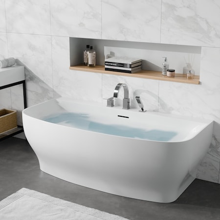 Anzzi Freestanding Tub, 64.9 in L, 30.7 in W, Polished Chrome, Acrylic, Center FT-AZ112-473CH